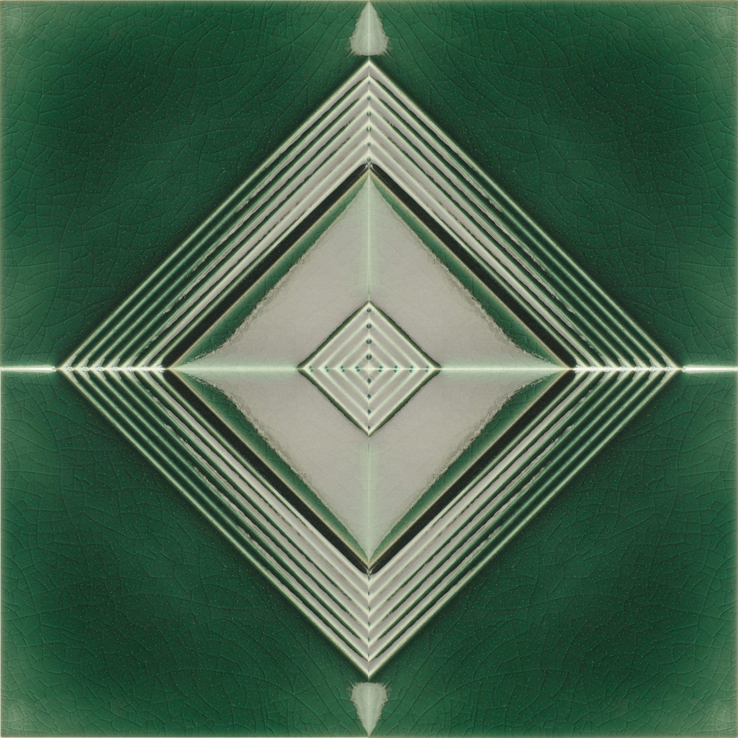 Emerald Green Porcelain Concentric Diamond Pattern 5x5 Tiles