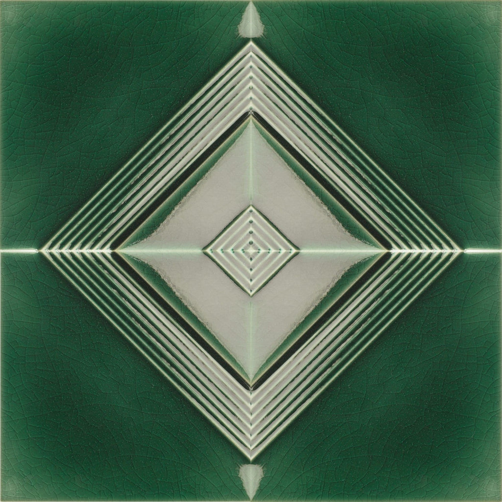 Green Tile Diamond Pattern Home › Emerald Green Porcelain Concentric Diamond 5x5 Relief Tile