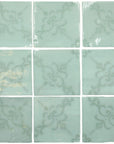 Fleur De Lis Ceramic Deco 5 x 5 Tile in Glossy Aqua - TileBuys