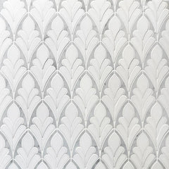 White and Gray Marble Floral Motif Pattern Waterjet Mosaic Tile