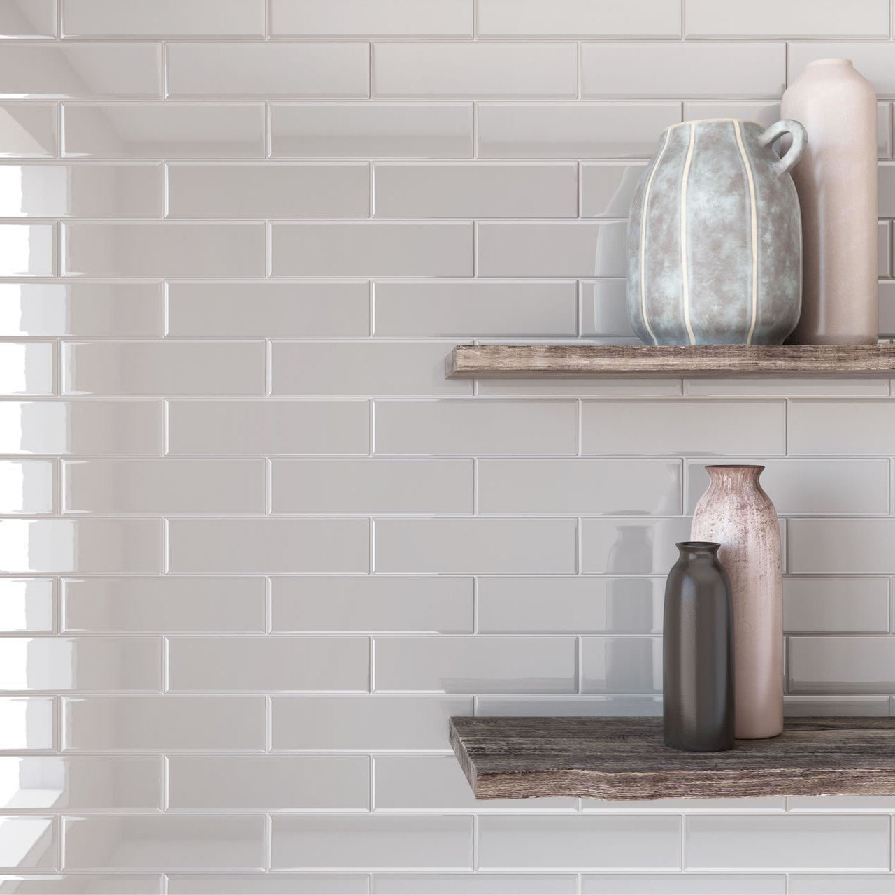 Glazed Ceramic 3 x 10 Light Gray Subway Wall Tile - TileBuys