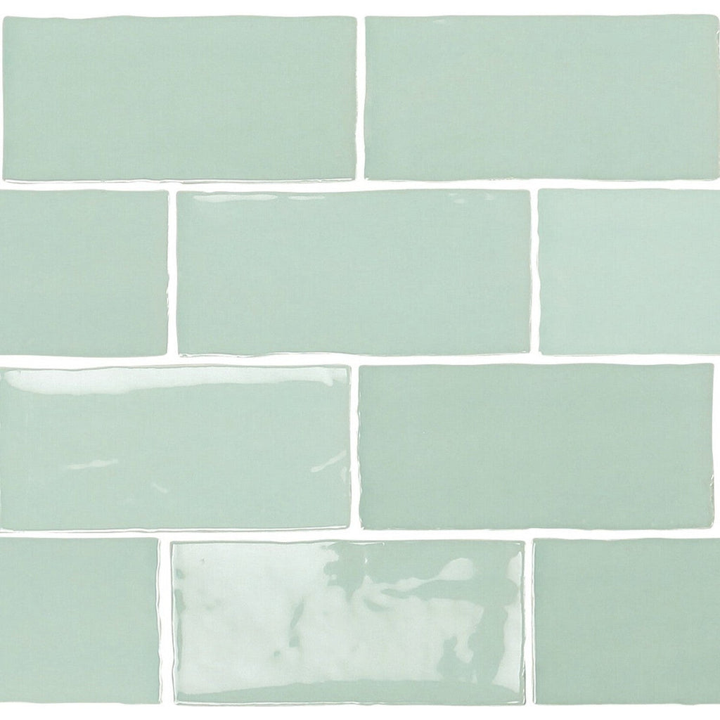Glossy Aqua Ceramic 2.5x5" Subway Mosaic Tile Backsplash - TileBuys