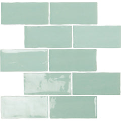 Glossy Aqua Ceramic 2.5x5" Subway Mosaic Tile Backsplash - TileBuys