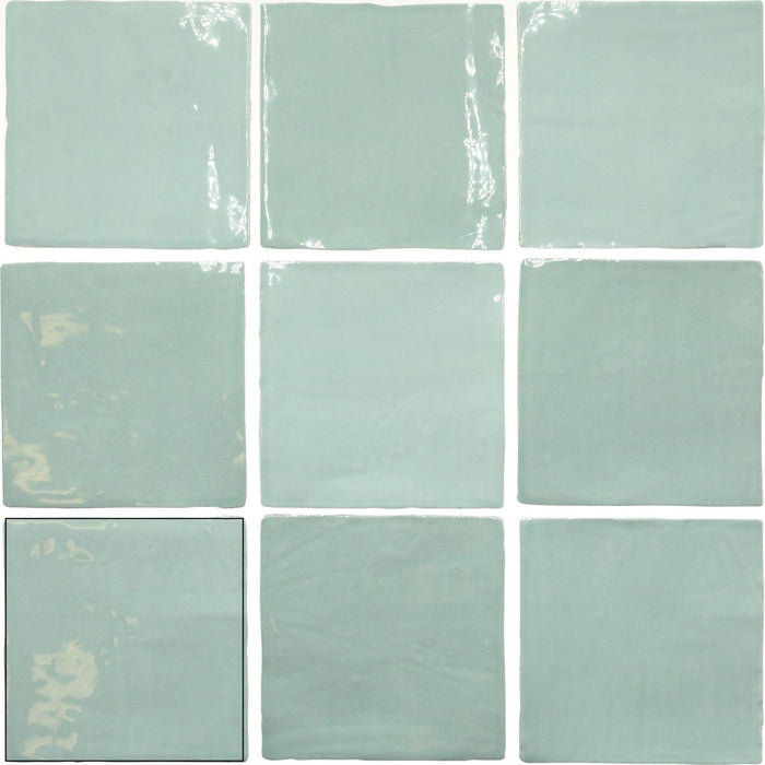 Glossy Aqua Ceramic 5 x 5 Tile - TileBuys
