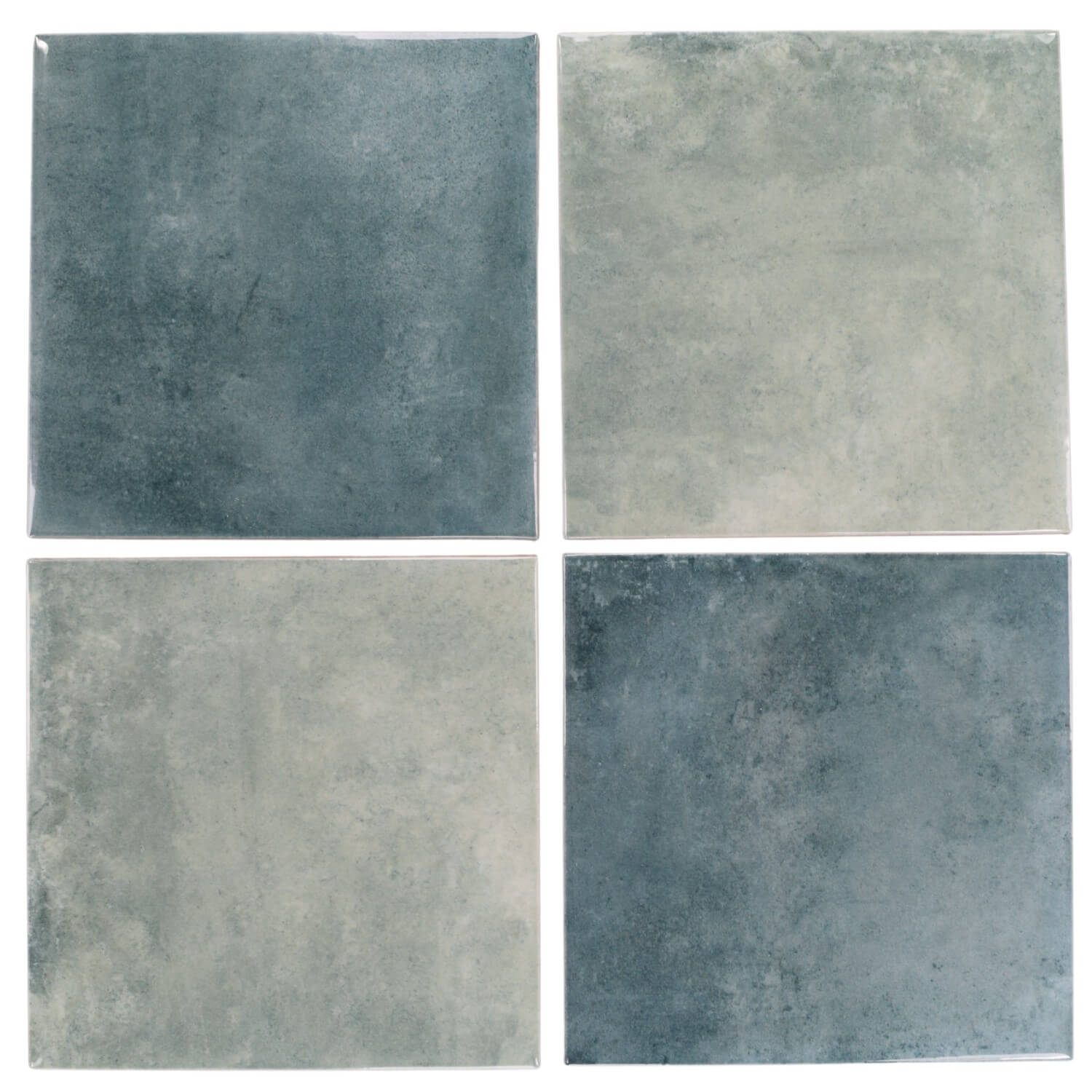 Glossy Blue Green Ceramic 6x6 Tiles
