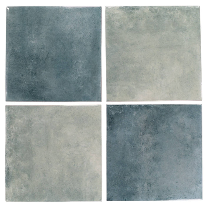 Glossy Blue Green Ceramic 6x6 Tiles