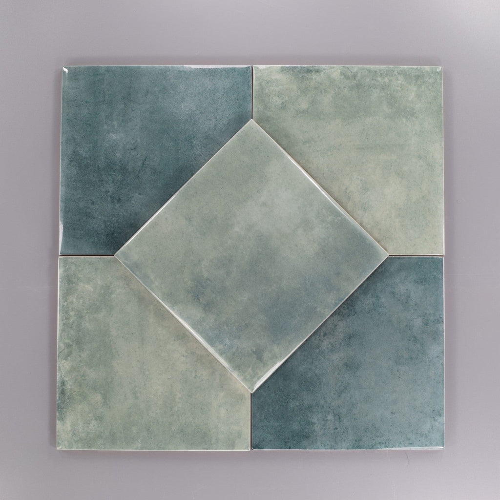 Glossy Blue Green Ceramic 6x6 Tiles