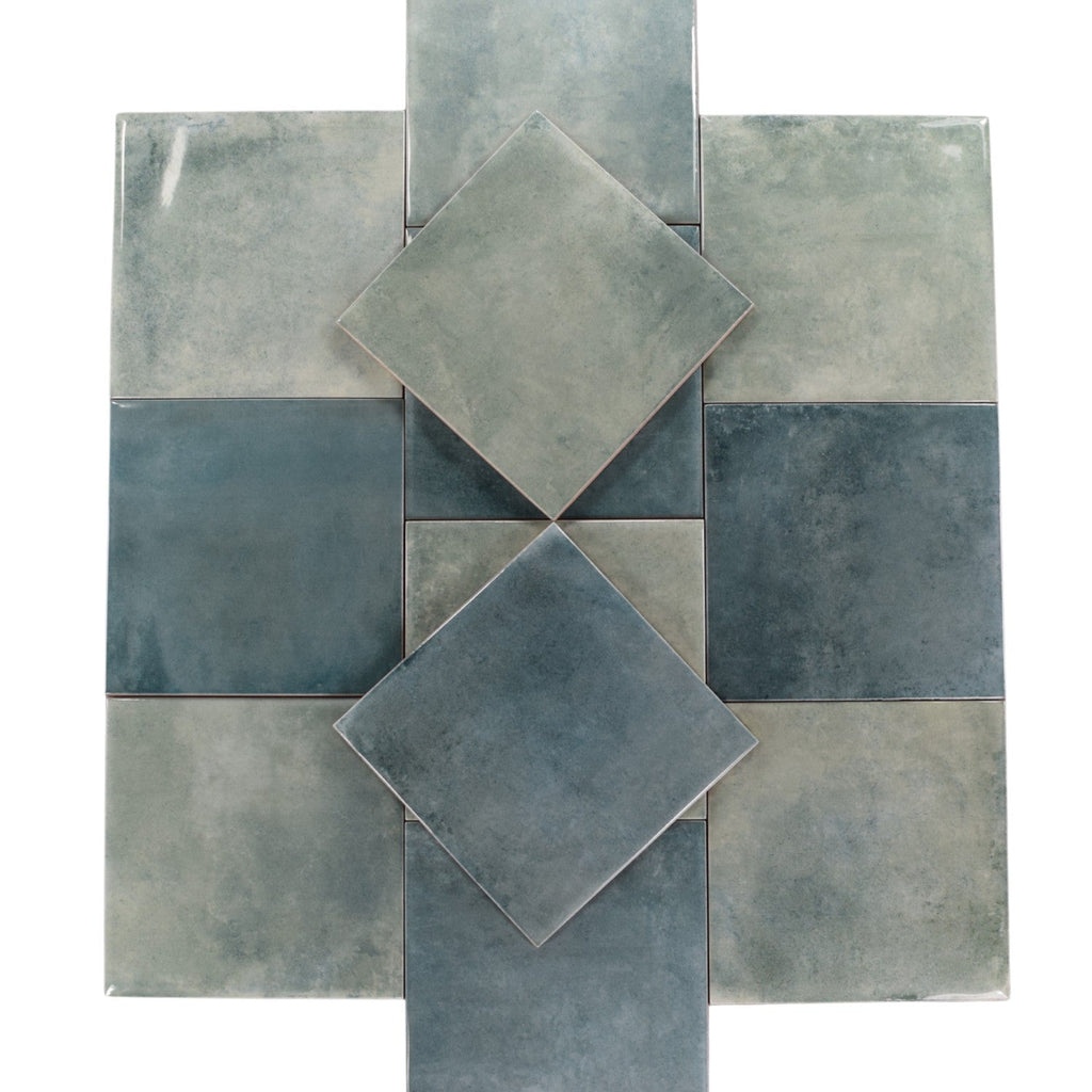 Glossy Blue Green 6 x 6 Ceramic Wall Tile - TileBuys