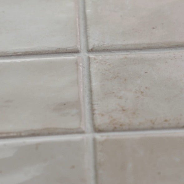 Closeup of Bone Ceramic 2x8 Subway Tiles