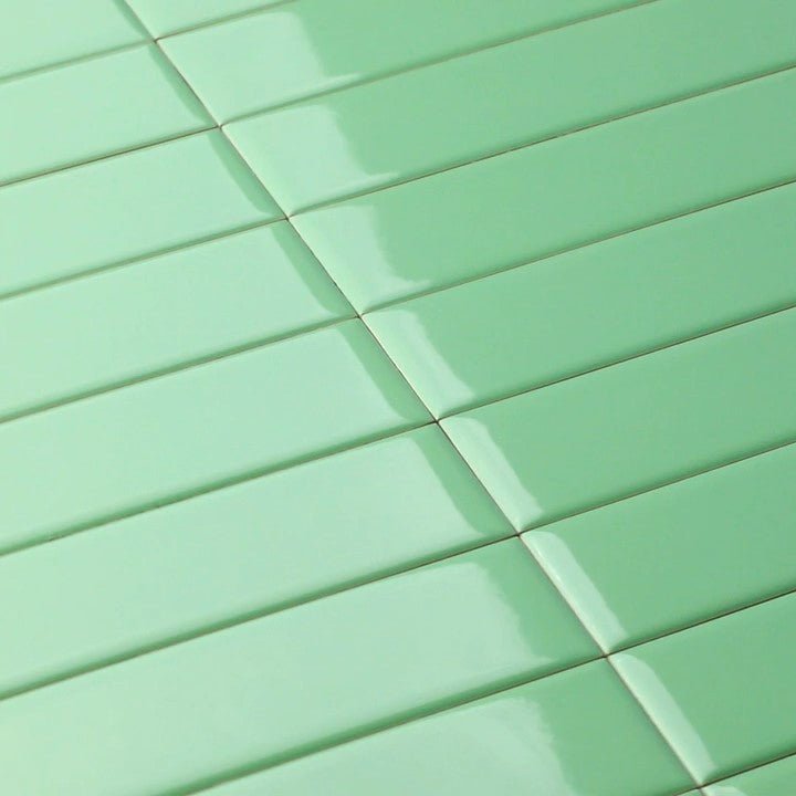 Glossy Ceramic 3 x 10 Subway Wall Tile in Absinthe Green - TileBuys