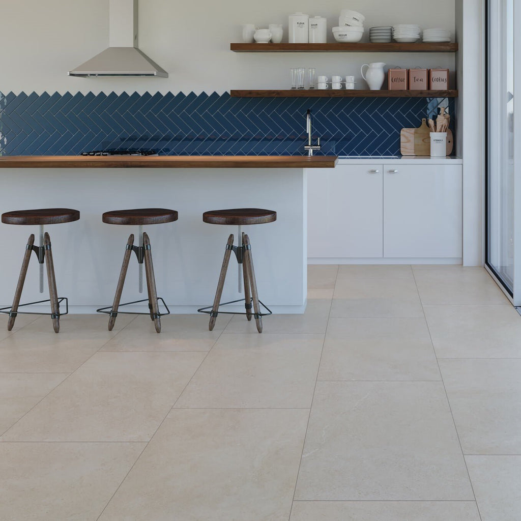 Bold Navy Blue Subway Tile Backsplash