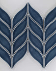 Glossy Ceramic Blue Leaf Mosaic Tile