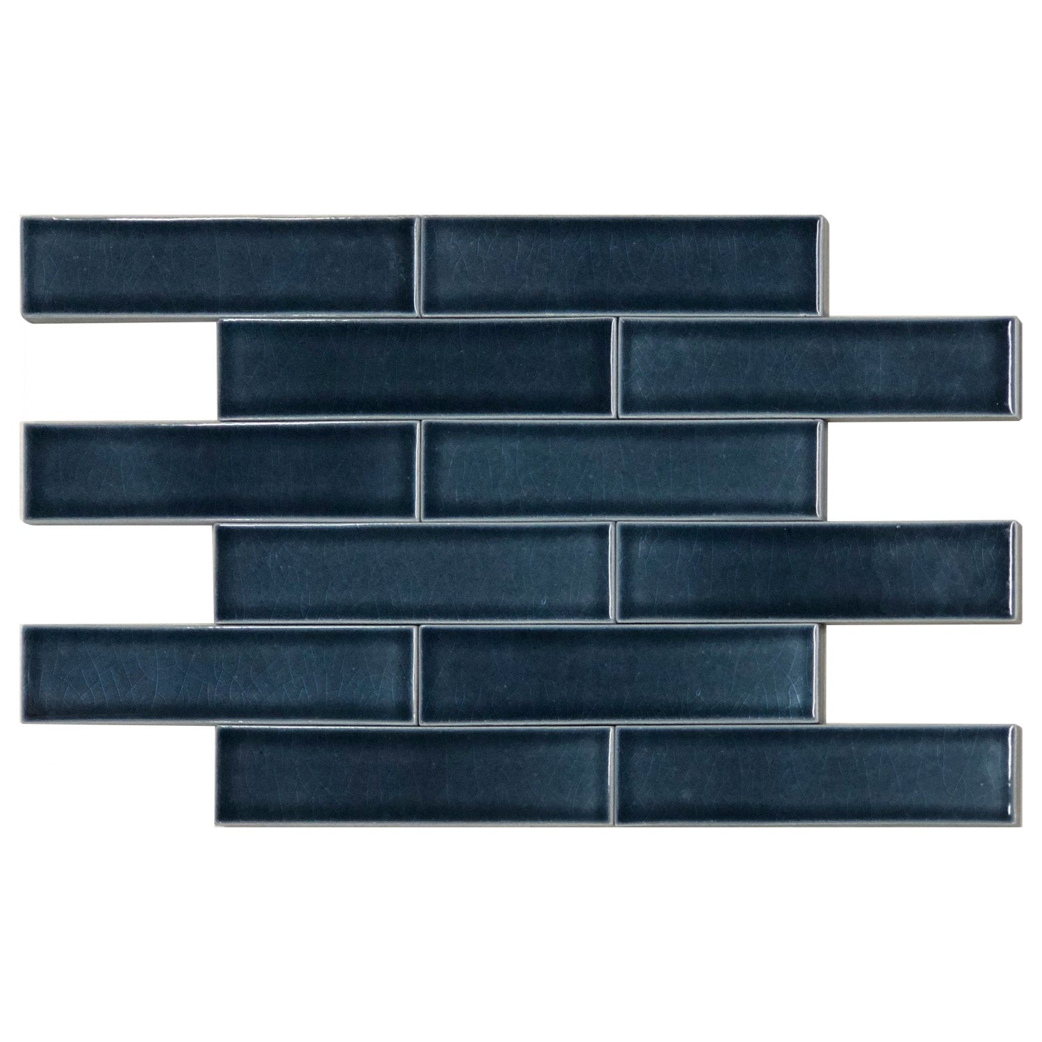 Glossy Ceramic Dark Navy Blue Subway Mosaic Tile - TileBuys