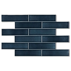 Glossy Ceramic Dark Navy Blue Subway Mosaic Tile - TileBuys