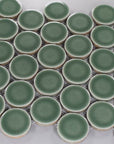 Closeup of Forest Green Penny Round Tile