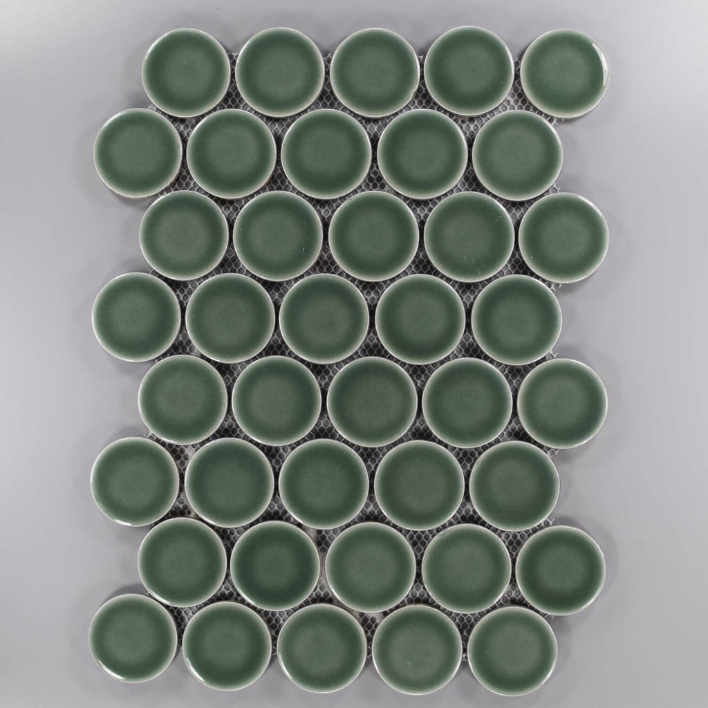 Forest Green Ceramic Penny Round Tile