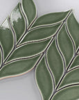 Closeup of Glossy Green Leaf Mosaic Tile