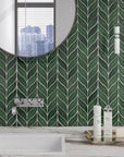 Green Leaf Tile Bathroom Backsplash