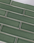 Dark Green Subway Mosaic Tile Closeup