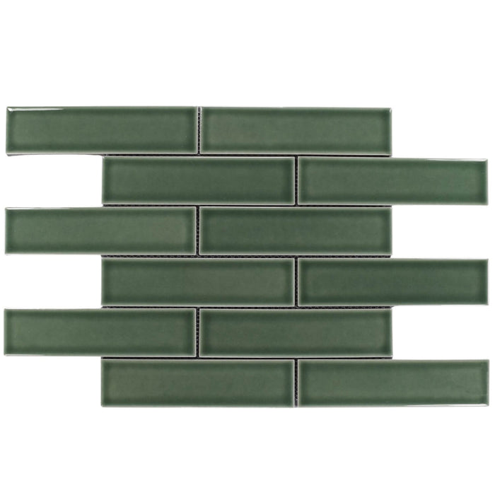 Forest Green Subway Mosaic Tile