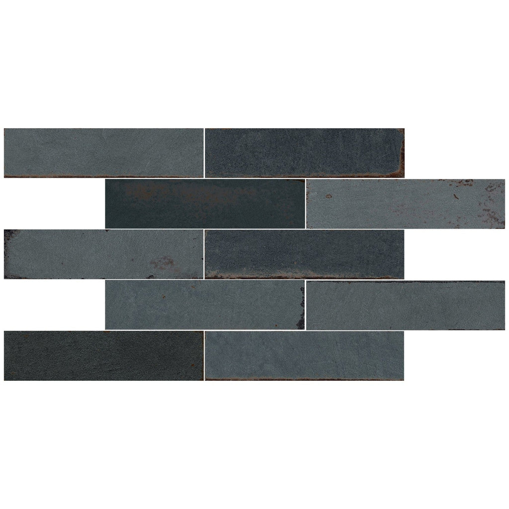 Distressed Charcoal Black 3x11 Porcelain Subway Tiles