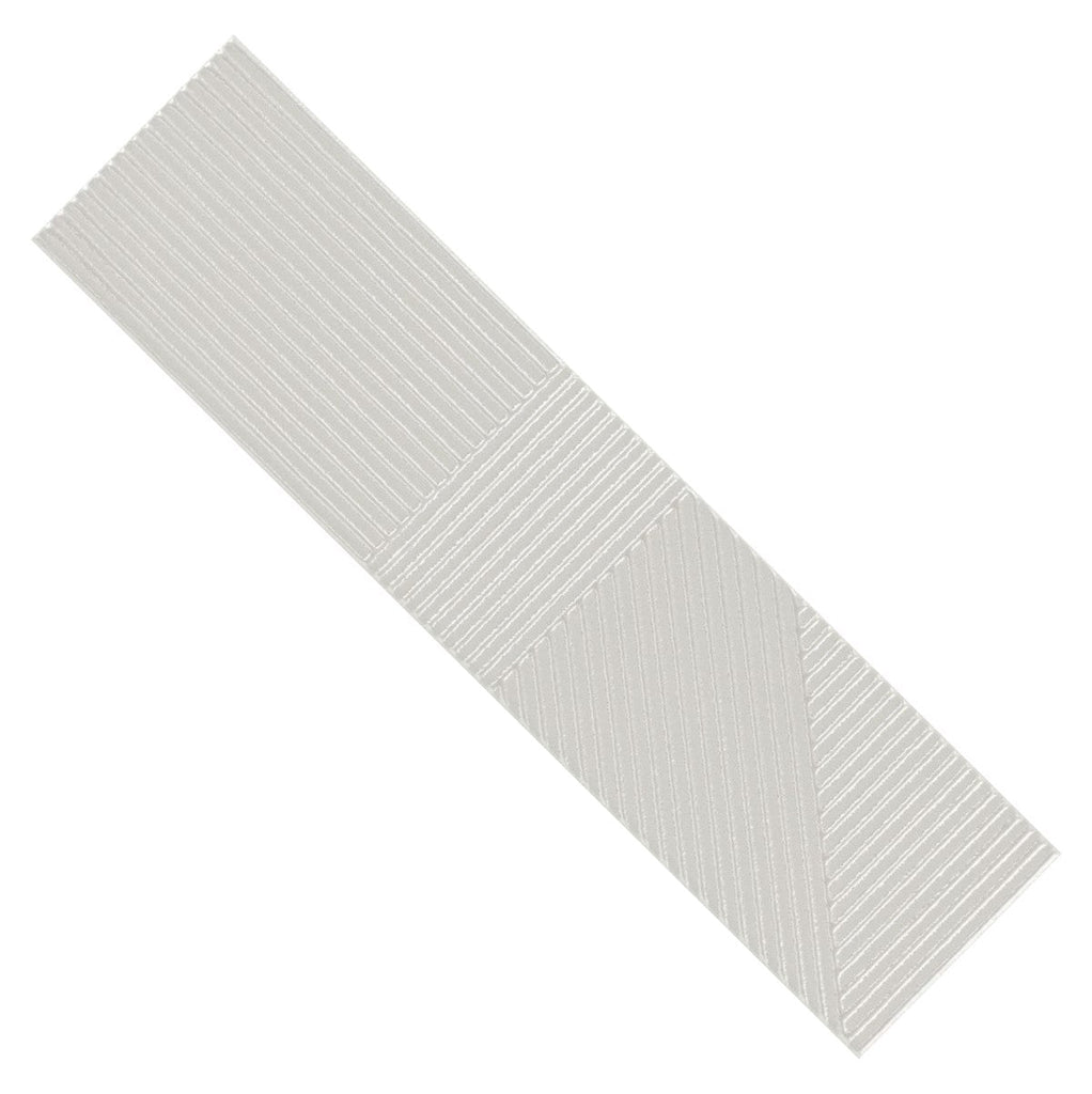 Glossy Gray 4 x 16 Line Patterned Ceramic Subway Wall Tile - TileBuys