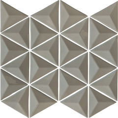 Glossy Gray Glass 3D Triangle Mosaic Tile