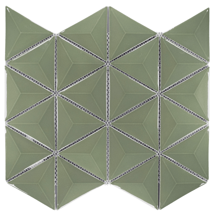 3D Triangle Mosaic Tile in Green