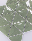 Green Glass 3D Triangle Mosaic Tile