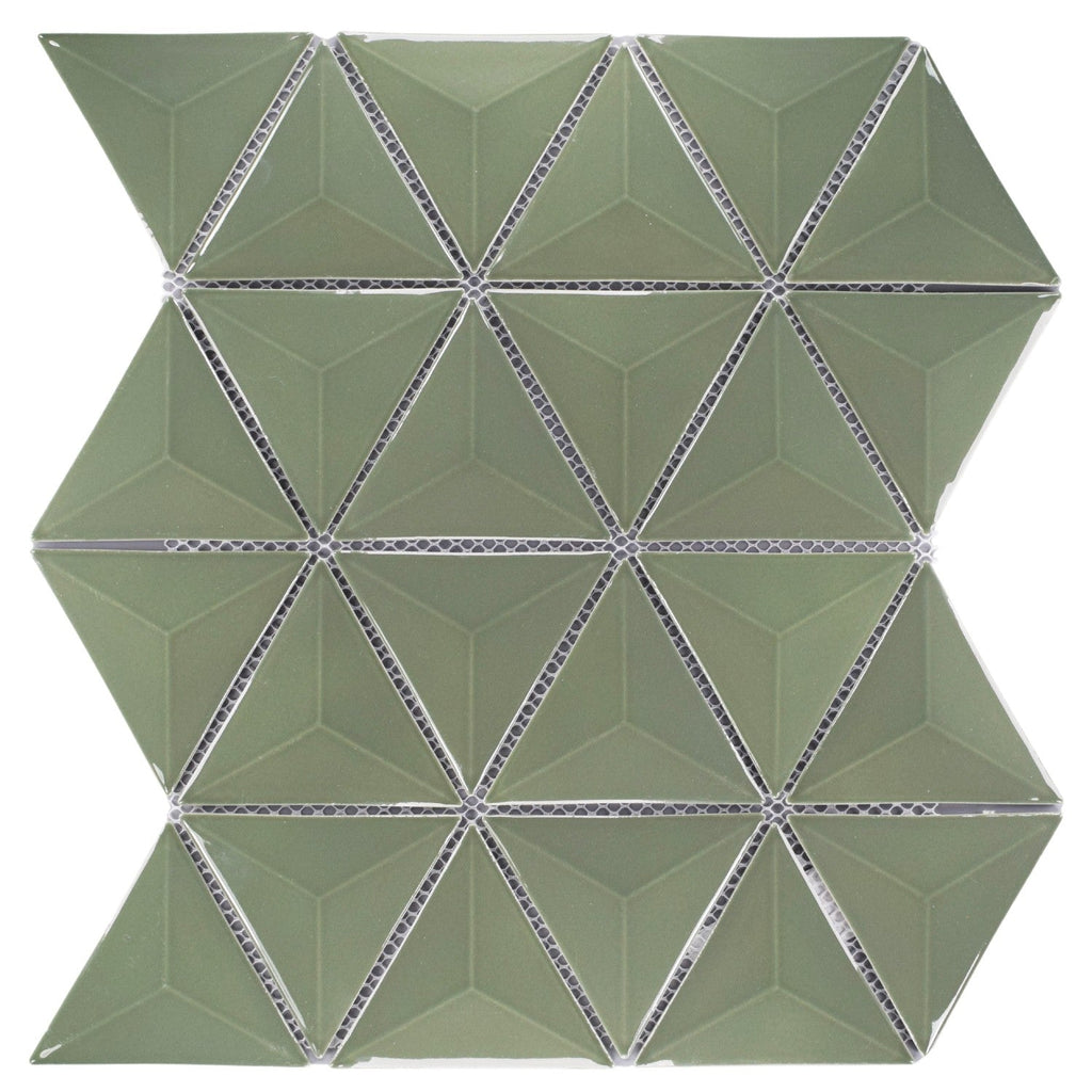Green 3D Triangle Mosaic Tile