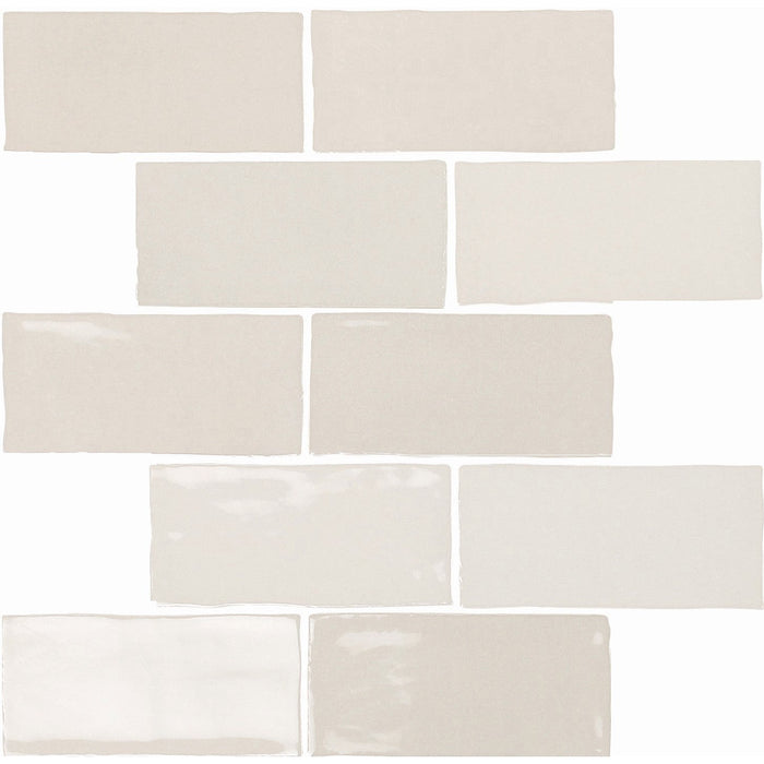 Glossy Light Gray Ceramic 2.5x5" Subway Mosaic Tile Backsplash - TileBuys