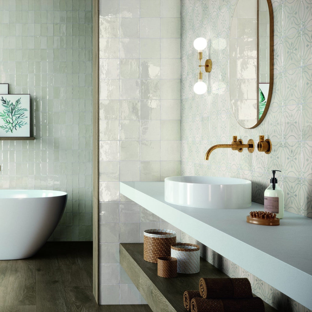 Glossy Light Gray Ceramic 5 x 5 Tile - TileBuys