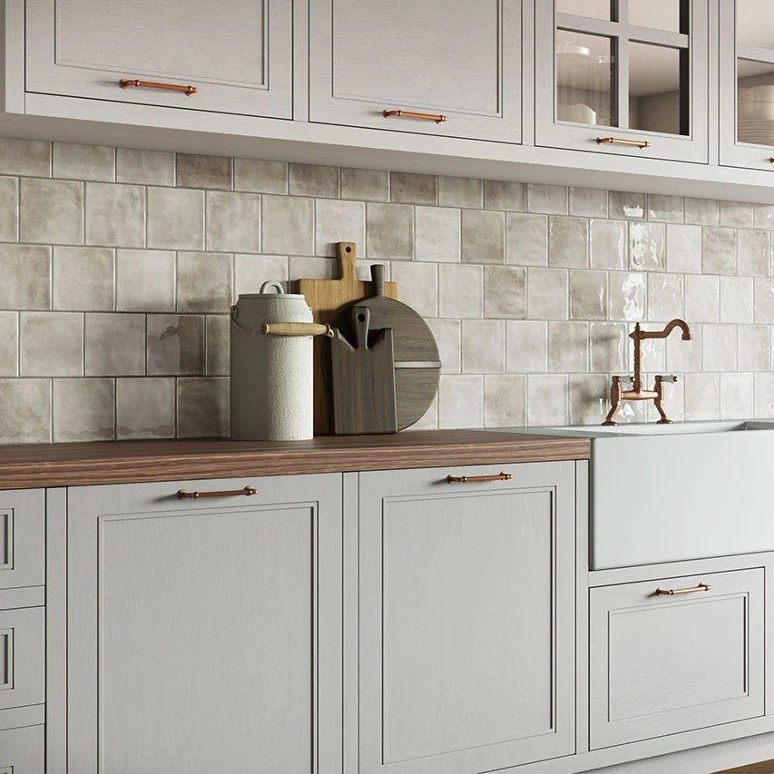 Glossy Off White Ceramic 6 x 6 Backsplash Tile - TileBuys