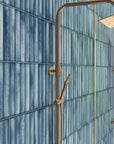 Glossy Sea Blue Kit Kat Tile Shower Wall