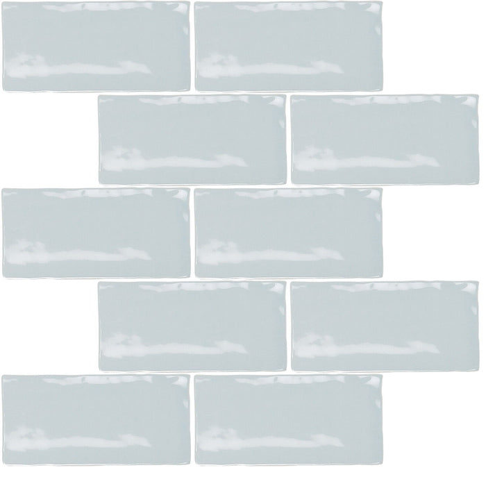 Glossy Sky Blue Ceramic 2.5x5" Subway Mosaic Tile Backsplash - TileBuys