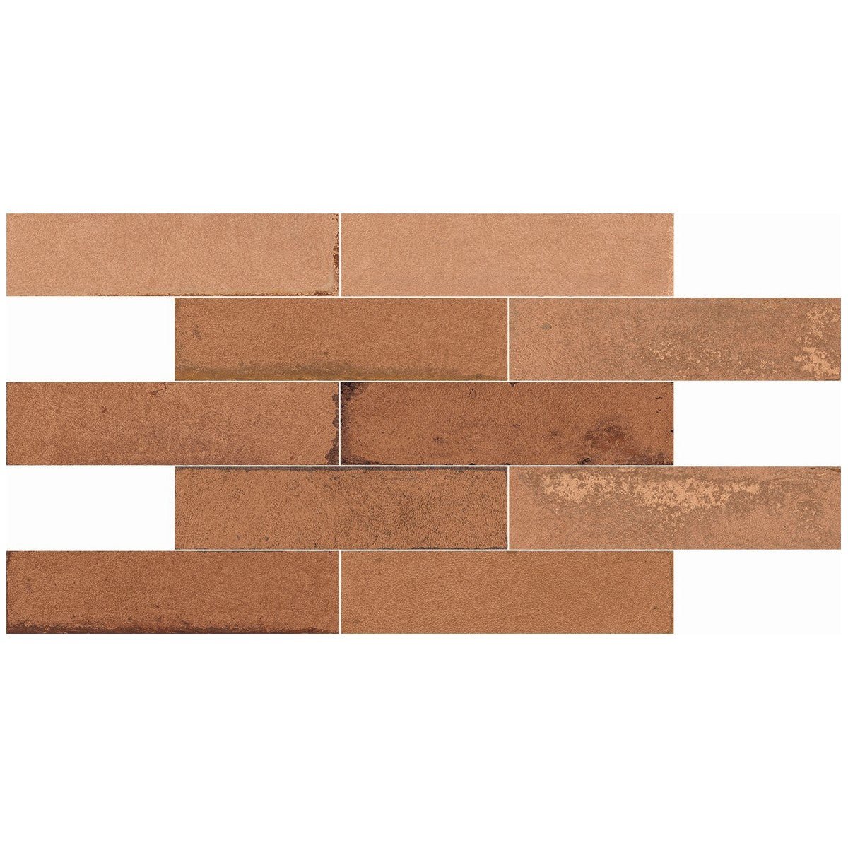 Distressed Orange-Red Porcelain 3x11 Tiles