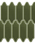 Glossy Victorian Olive Green Ceramic Linterna Mosaic Tile - TileBuys