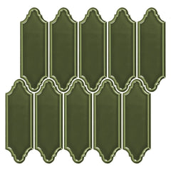 Glossy Victorian Olive Green Ceramic Linterna Mosaic Tile - TileBuys