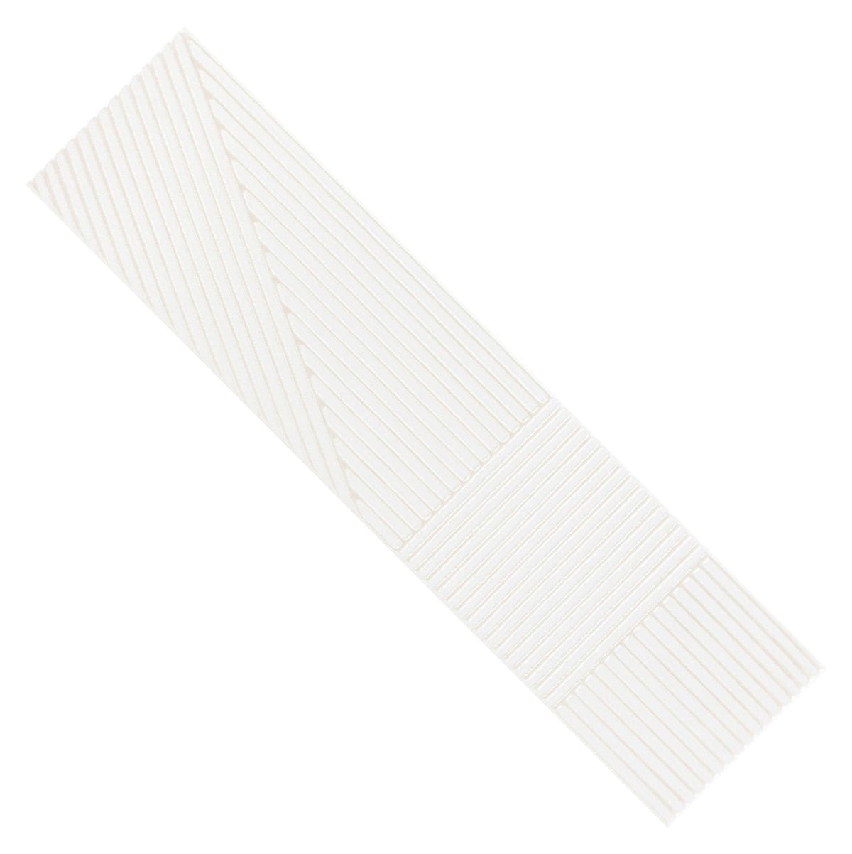 Glossy White 4 x 16 Line Patterned Ceramic Subway Wall Tile - TileBuys