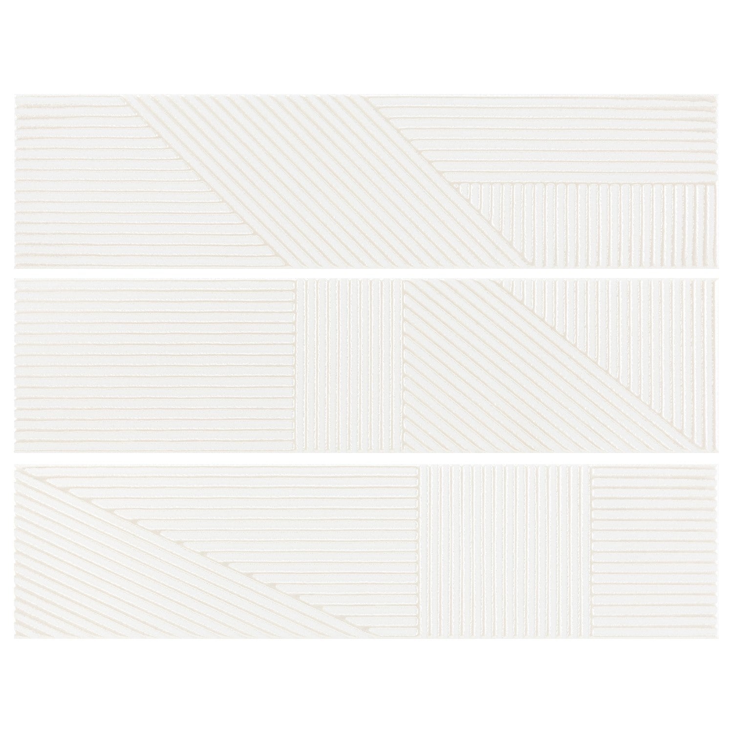 Glossy White 4 x 16 Line Patterned Ceramic Subway Wall Tile - TileBuys