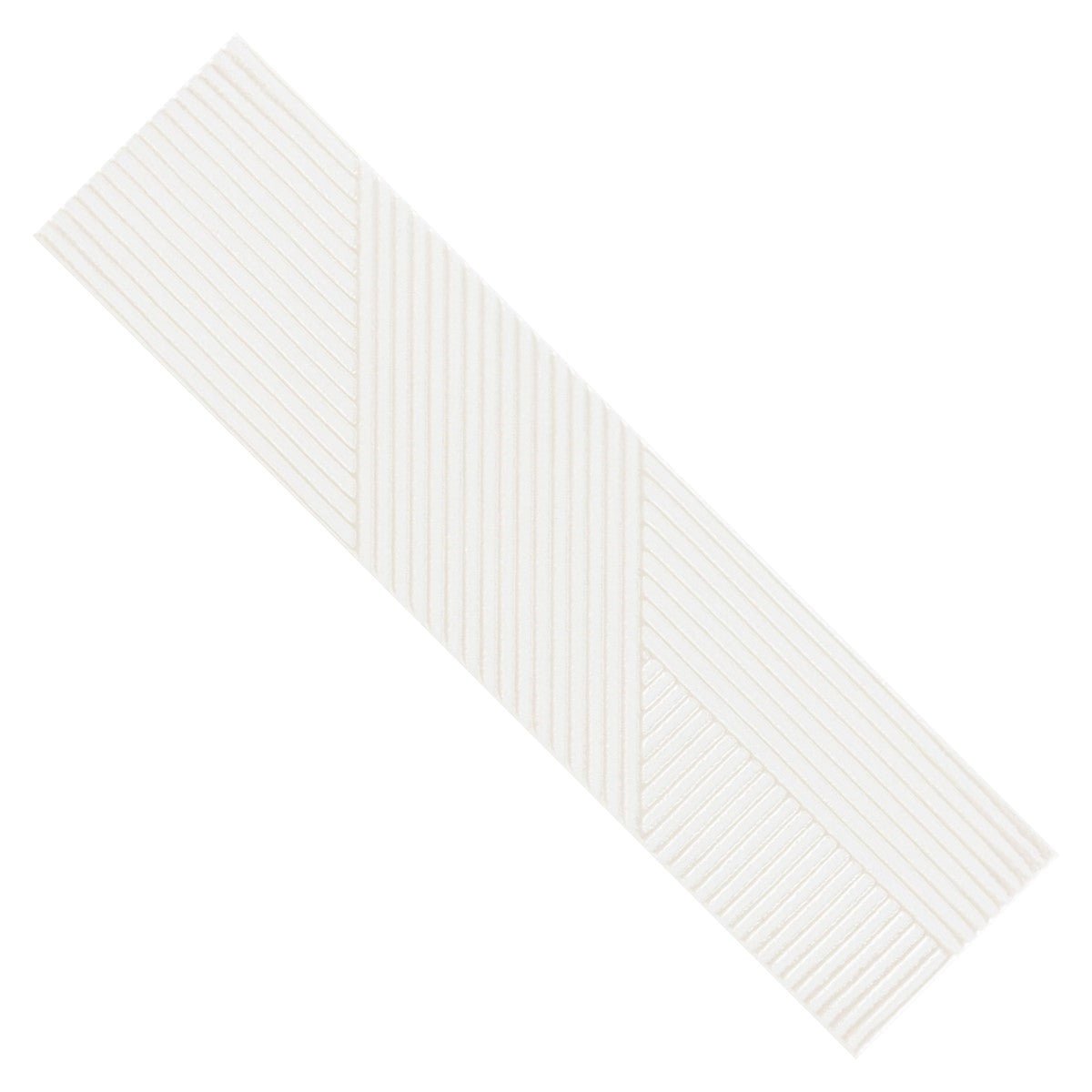 Glossy White 4 x 16 Line Patterned Ceramic Subway Wall Tile - TileBuys