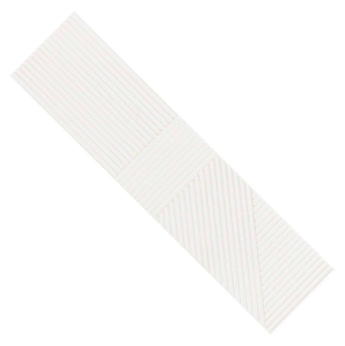 Glossy White 4 x 16 Line Patterned Ceramic Subway Wall Tile - TileBuys