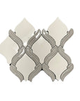 Glossy White and Cloudy Gray Glass Ribbon Mosaic Wall Tile