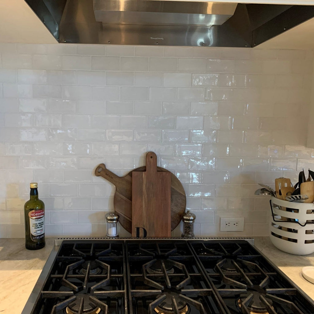 Glossy White Ceramic 2.5x5" Subway Mosaic Tile Backsplash - TileBuys