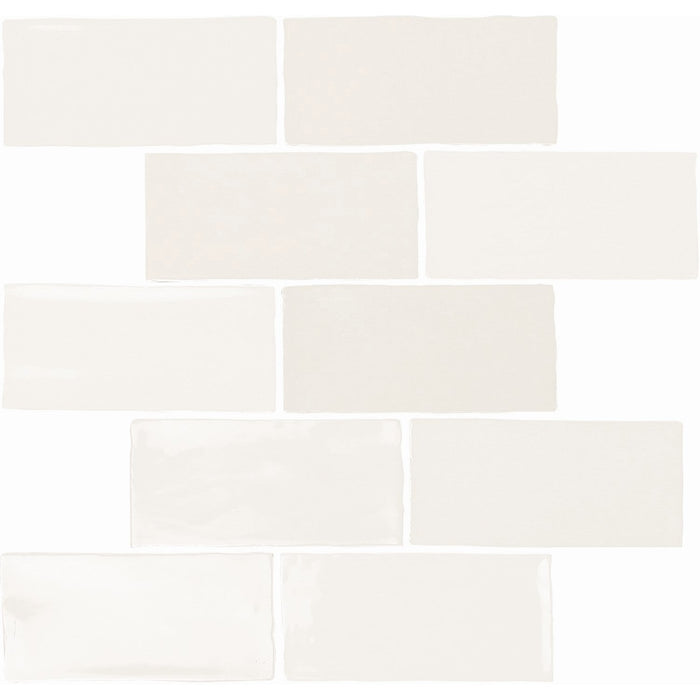 Glossy White Ceramic 2.5x5" Subway Mosaic Tile Backsplash - TileBuys