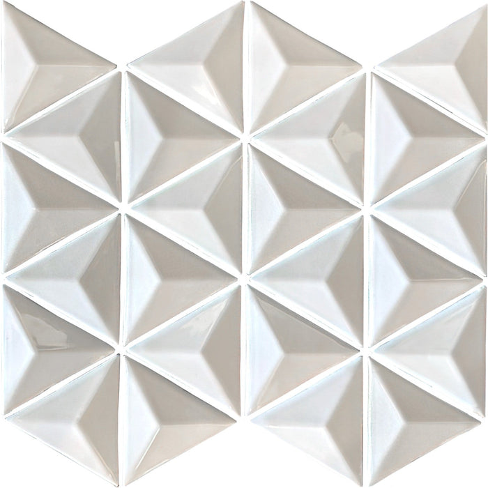 White Glass 3D Triangle Mosaic Tile