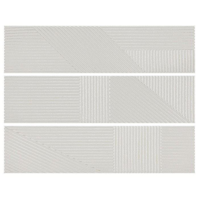 Glossy Gray 4 x 16 Line Patterned Ceramic Subway Wall Tile