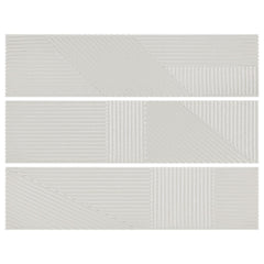 Glossy Gray 4 x 16 Line Patterned Ceramic Subway Wall Tile