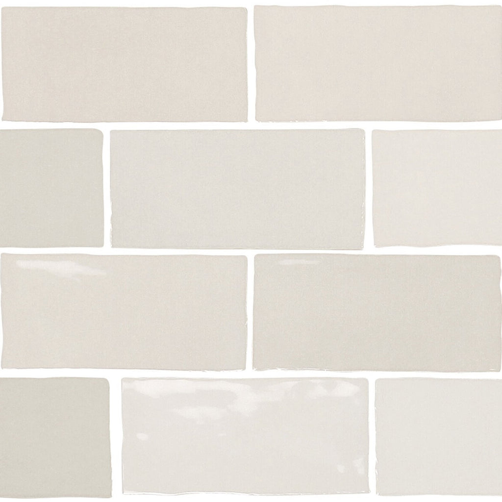Glossy Light Gray Ceramic 2.5x5" Subway Mosaic Tile Backsplash