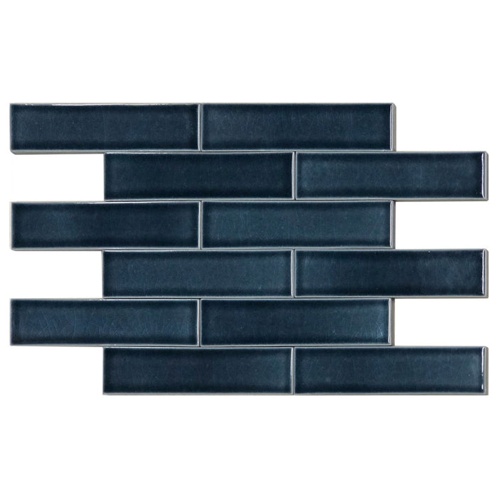 Glossy Ceramic Dark Navy Blue Subway Mosaic Tile